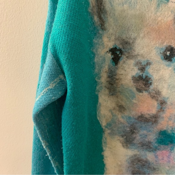 Anthropologie Artwork Lauren C Walcott Wool Blend Mixed Media Lama Sweater - Picture 9 of 11